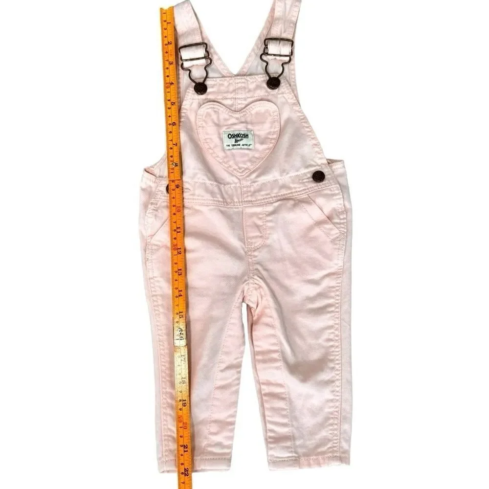 OshKosh B’Gosh Baby Girl Pink Heart 100% Cotton Overalls. 6 Months.